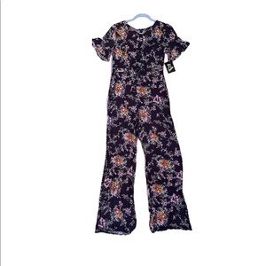 Kids Button Up Floral Jumpsuit